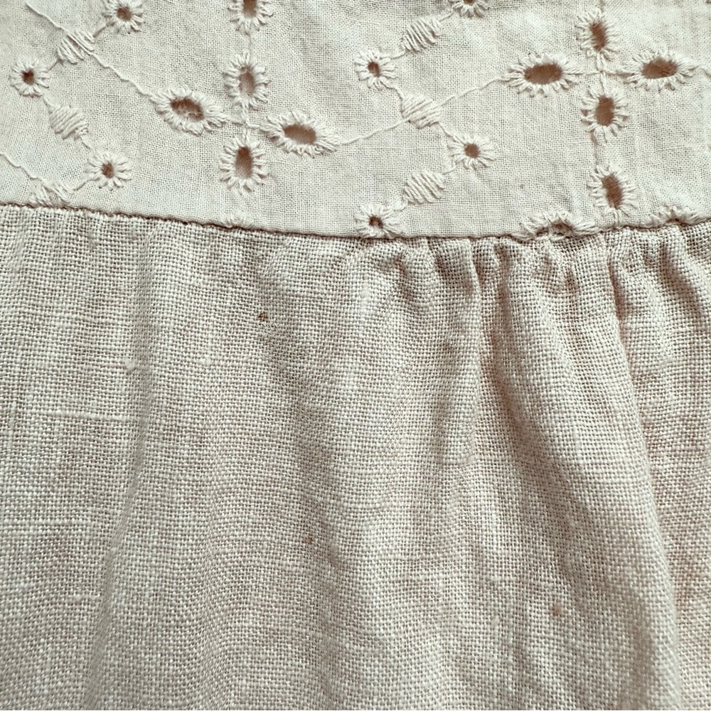 Francesca Bettini 100% linen light pink sleeveless ruffle eyelet top sz Medium - Picture 9 of 11